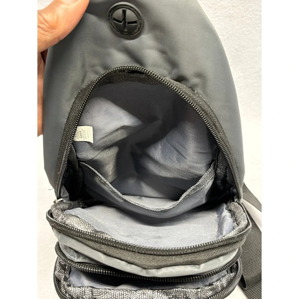 Lucky 7 USA Sling Bag Charcoal Grey Crossbody Tech Multi-Pocket Travel Chest Bag